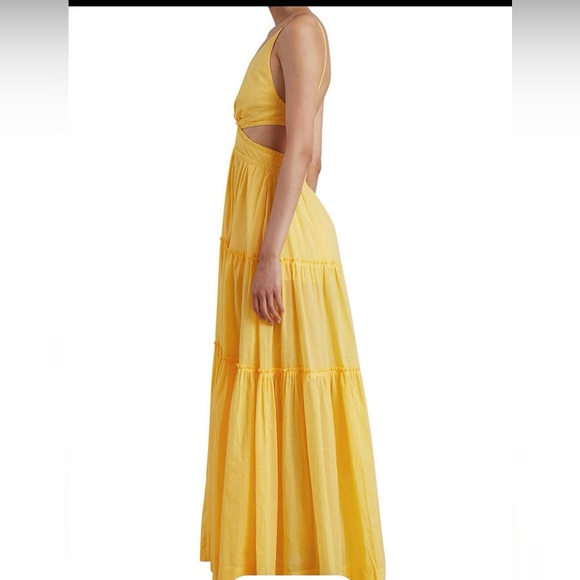 bec + bridge Carla V Neck Tiered Skirt Yellow Backless Maxi Dress - Picture 3 of 7